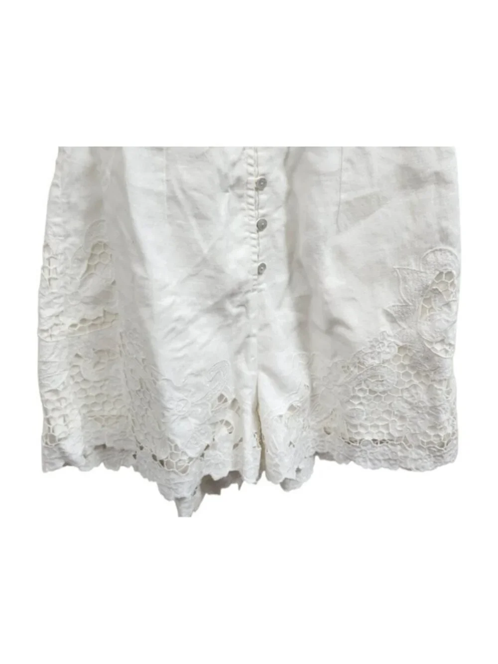 Zimmermann White Linen Lace Romper Playsuit Size 0 /US 4 Floral Embroidered Boho